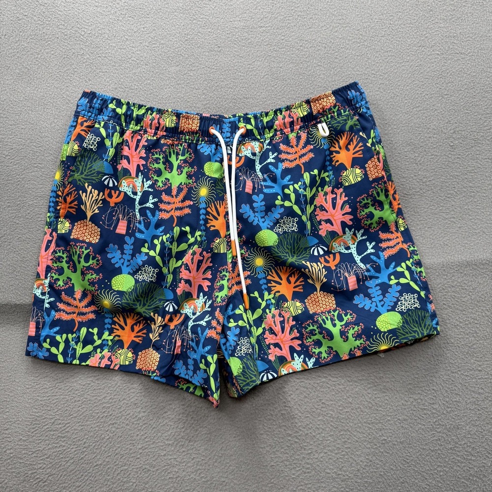 Rugged Shark Swim Shorts Mens Medium Multicolor Reef Trunks Lined Quick‎ Dry